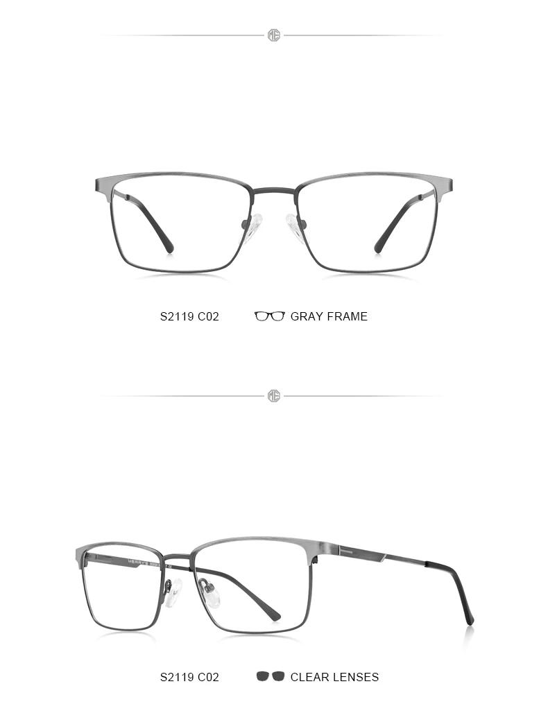 MERRYS Дизайнерские мужские роскошные очки из сплава, Мужские квадратные ультралегкие корректирующие очки при близорукости в деловом стиле S2119