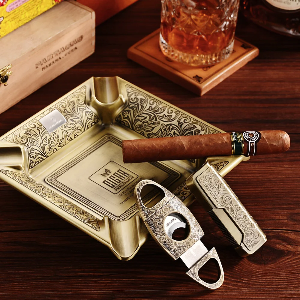 Cigarloong Cigar Ashtray Cutter Lighter Windproof Torch Jet Flame Cigar