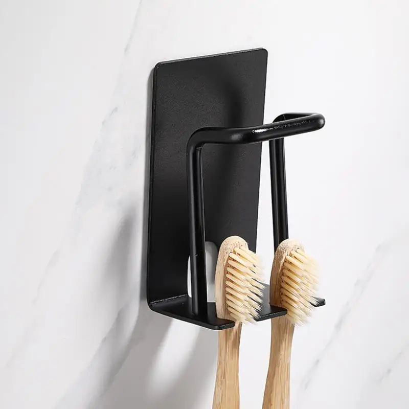 Self-adhesive Bathroom Cup Holder Black Toothbrush Holder Bathroom Accessories Metal Wall Cup ML7002