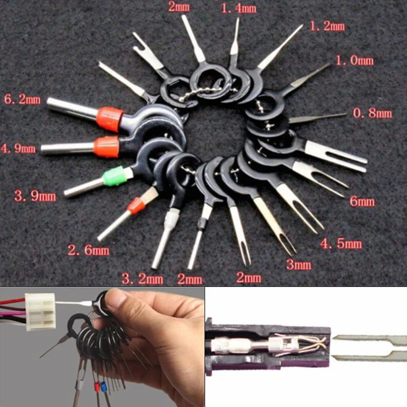 

21Pcs Car Wiring Terminal Removal Repair Tool Connector Pin Extractor Puller Automotive Wiring Harness Terminal Removal Tools