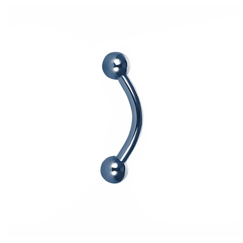 Ball-blue color 1 шт., красочное кольцо для бровей из нержавеющей стали, унисекс, 16 г, изогнутая бровь в форме штанги, пирсинг в стиле панк для женщин и мужчин, ювелирные изделия для тела, пирсинг - Окраска металла: Ball-blue color