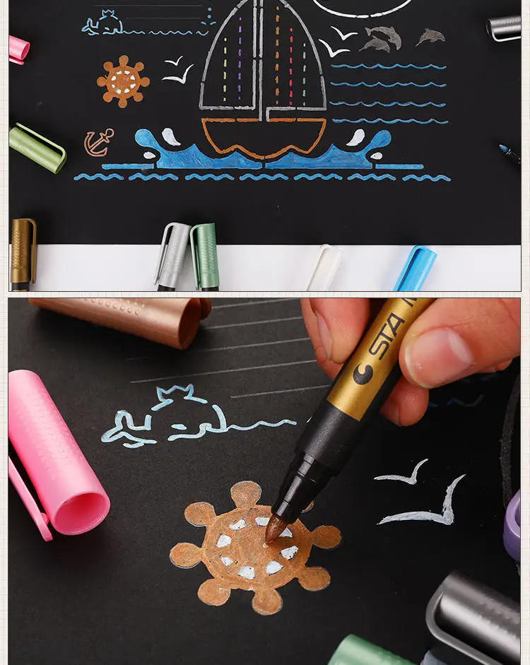 STA металлические маркеры Письменные ручки маркировочная Керамика/пластик/стекло/сталь/дерево/дизайн одежды марковая ручка для DIY скрапбукинга