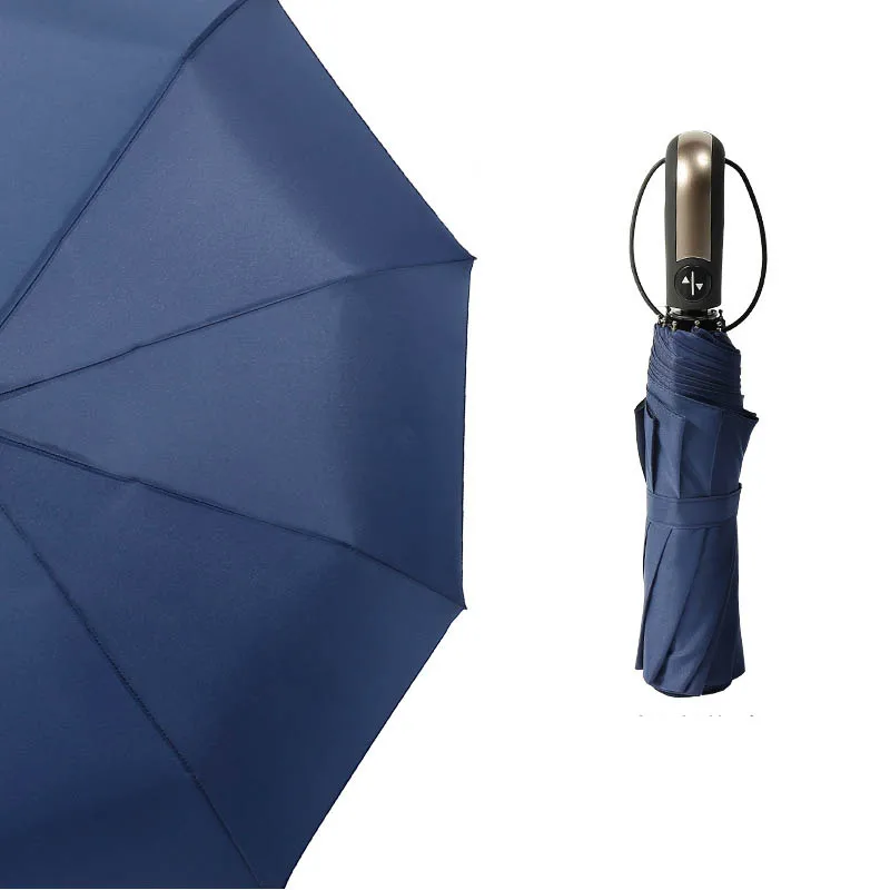 Портативный Солнечный дождливый зонтик коммерческие Зонты ветрозащитные двойного назначения 10 кости автоматический 3 складной зонтик