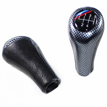 

5 6 Speed Carbon Fiber Gear Shift Knob With Emblem For BMW 1 3 5 Series E36 E39 E46 E53 E60 E61 E63 E83 E84 E87 E90 E91 X1 X3 X5