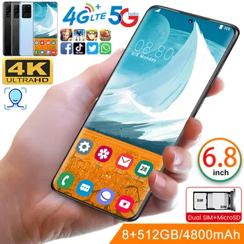 

Smartphone S27plus Phone MTK6799 Phones Deca core 6.8inch HD+ 3G Cell phones 1440*3040 Unlocked cell phones 8GB+512GB 13MP+24MP