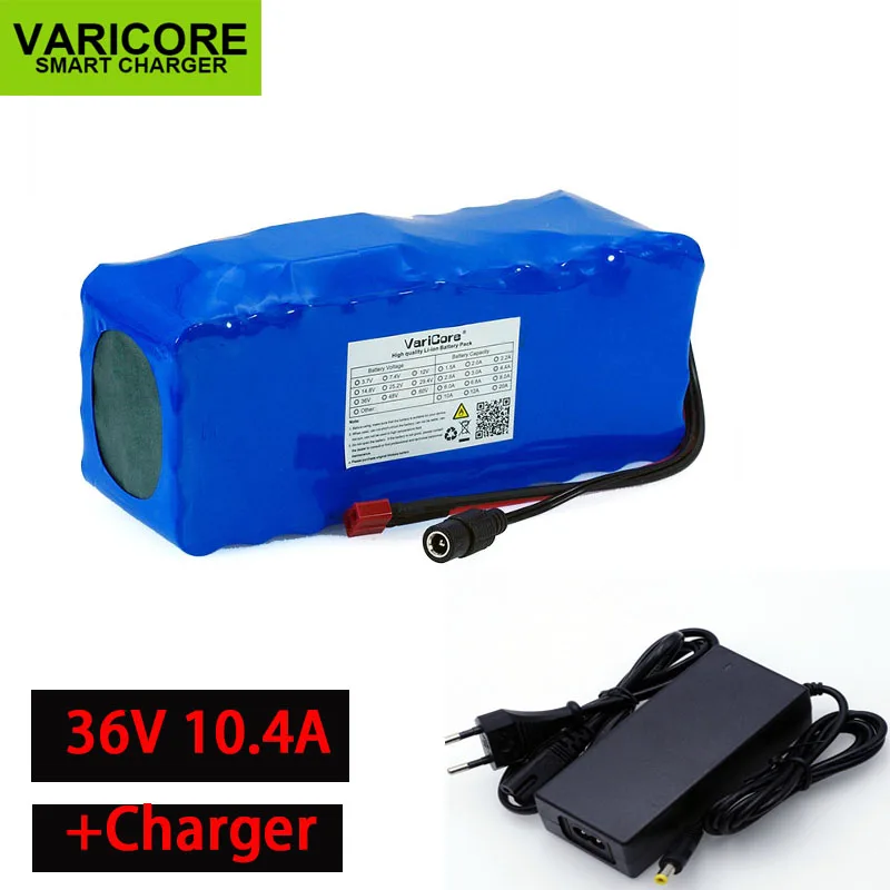 

VariCore 36V 10400mAh 18650 Lithium Battery 10.4ah Motorcycle Electric Car Bicycle Scooter batteries with BMS+ 2A Charger