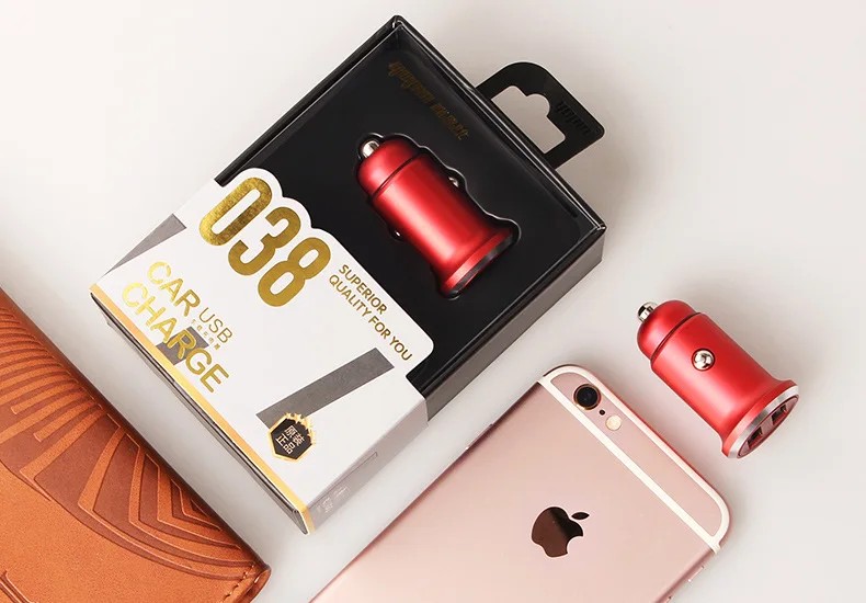 Yopin New Style Mini Car Charger Double USB Recessed Multi-functional Auto Cigarette Lighter Smart Car Charger