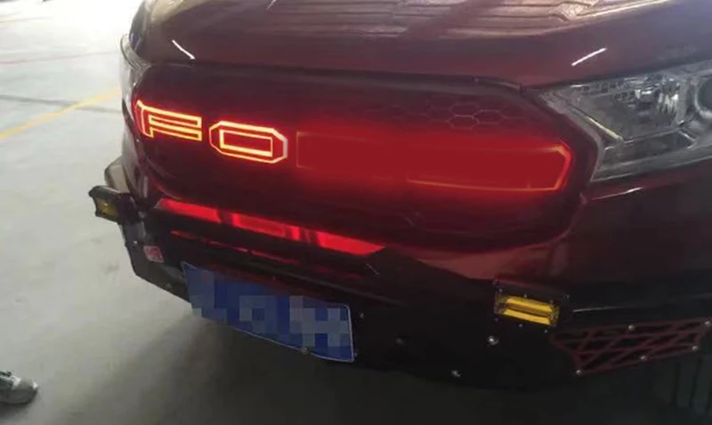 Подходит для ford Everest endeavor car высокое качество led углеродное волокно буквы гриль черный глянец Передняя гоночная решетка