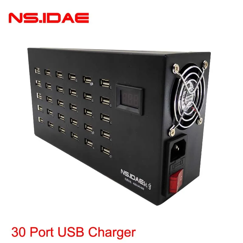 Интеллектуальное зарядное устройство USB AI 30 портов быстрая зарядка док станции 300 Вт. Смарт чип