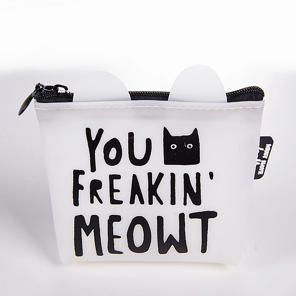 Snacks Coin Purse Women Transparent PU Zipper Change Coin Cartoon Cat Wallet Holders Money Bag For Kids Girl Gift 816