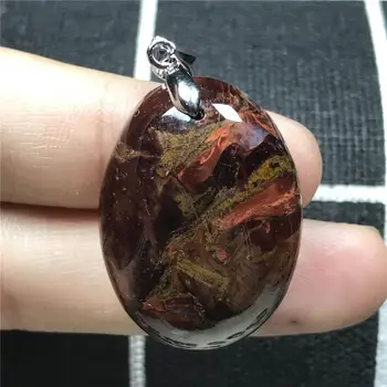 

Top Natural Yellow Red Pietersite Pendant Jewelry For Woman Man Crystal 31x22x9mm Water Drop Beads Silver Namibia Gemstone AAAAA