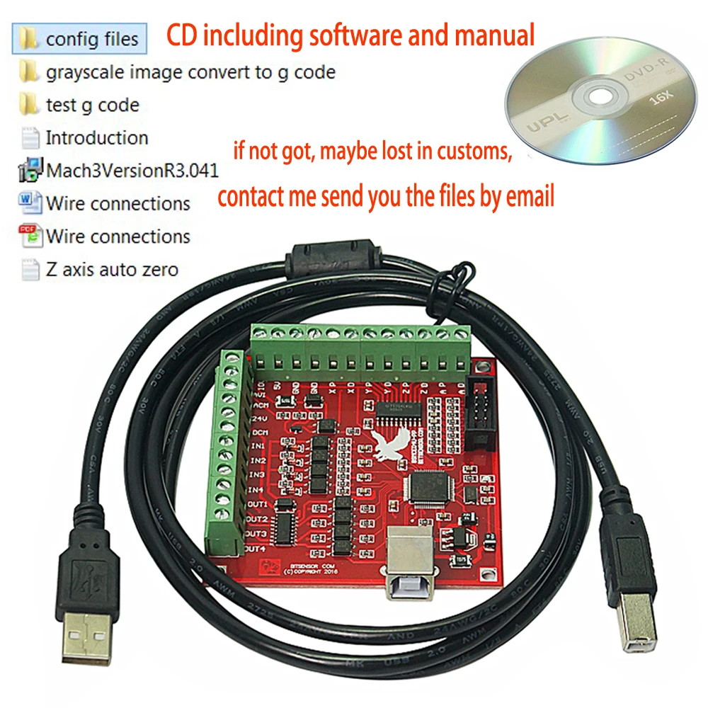 

MACH3 4 Axis 100KHz USB CNC Wood Router Machine Smooth Stepper Motion Controller card breakout board 12-24V