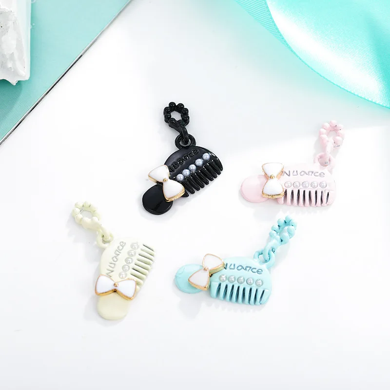 

10pcs Bow Comb Enamel Charms Pearl Combs Alloy Pendants Floating DIY Earrings Bracelets Necklaces Jewelry Accessory Craft FX133