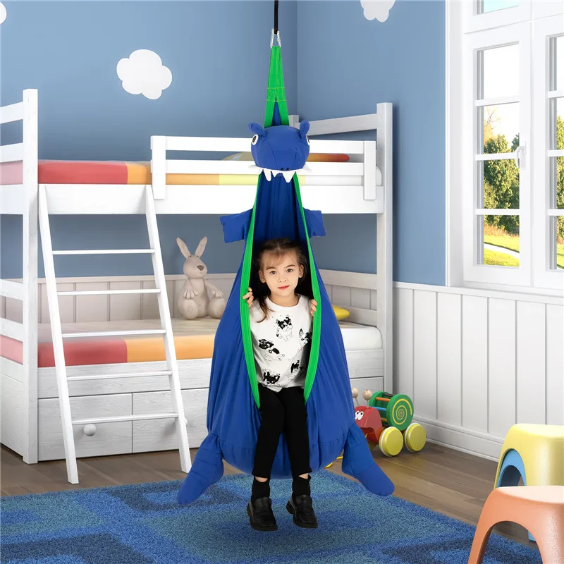 Description Picture 2 of itemHammock Swing Chair 100% Cotton Dinosaur-shaped kids Pod Swing Seat Space Save Durable for Indoor Garden with Inflatable Cushion