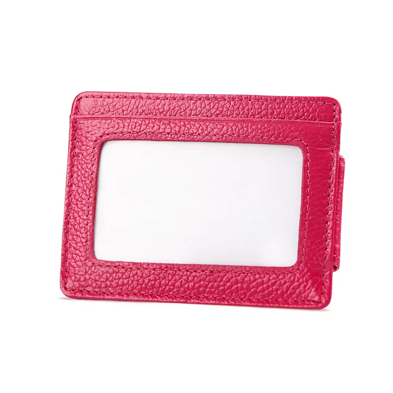 Rose red Кошелек мини тонкий милый RFID короткий роскошный держатель для кредитных карт из натуральной кожи мужской и женский передний карман кошелек - Цвет: Rose red