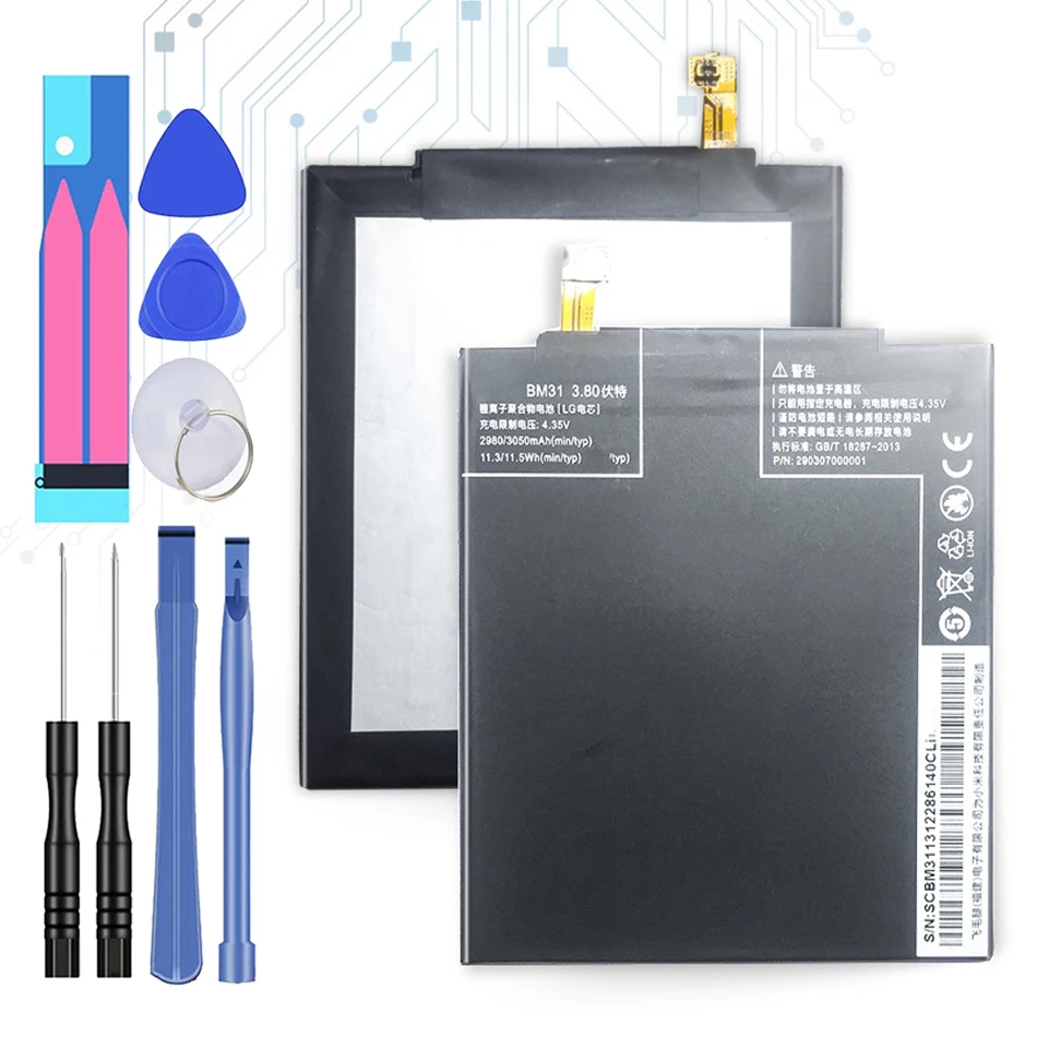 BM31 Сменный аккумулятор для Xiaomi M3 Mi3 Xiao Mi 3 Аккумулятор BM 31 3050 мАч с трековым