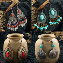 Модные серьги золотые индийские ювелирные изделия винтажные этнические Бохо кисточкой длинные висячие серьги для женщин невесты Девушка ювелирные аксессуары