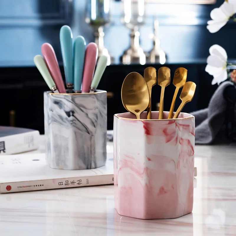 

Marble Pattern Makeup Brush Storage Holder Cosmetics Eyebrow Pencil Storage Bottle Jar Makeup Organizer Jewelry Storage Box