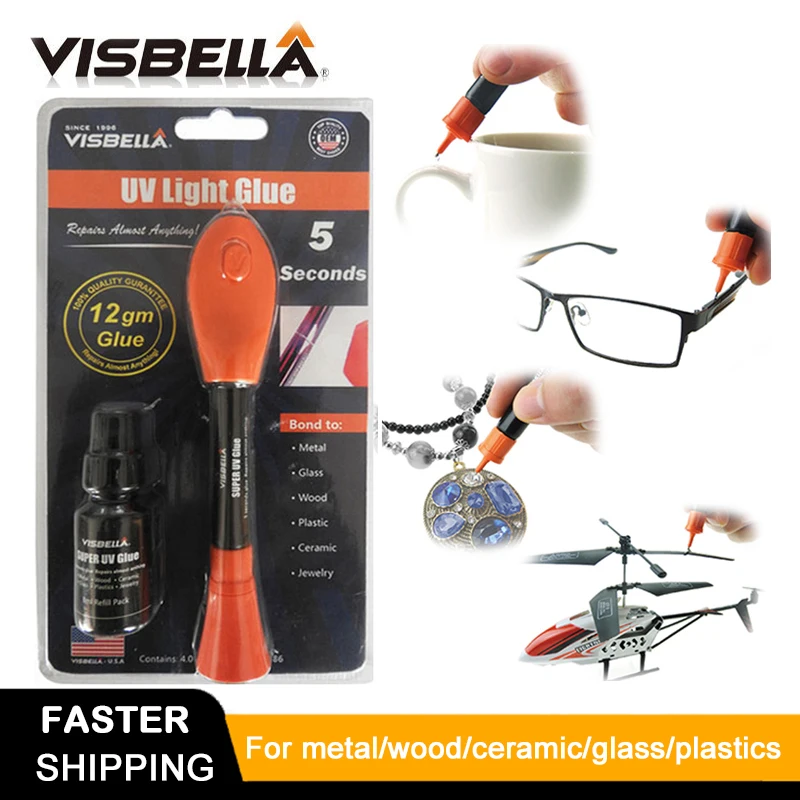 VISBELLA 5 Second Fix UV Light Pen Pening Super Powered Liquid Adeziv pentru plastic pentru lemn Metal Set ceramică pentru repararea sticlei
