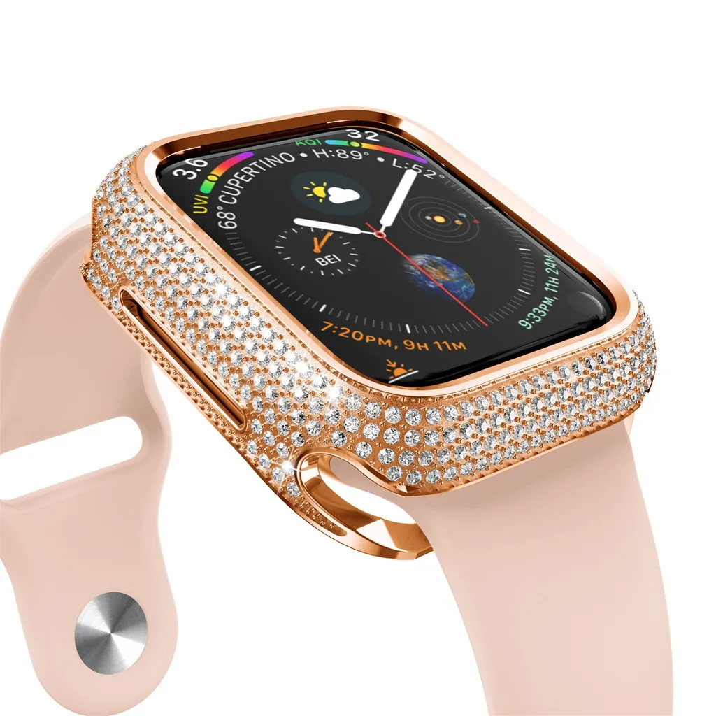 Бесплатная доставка, 18 k, Розовая позолота, 368, Алмазный чехол, ободок для iWatch, серия 4/5, 44 мм, прямые продажи, горячая Распродажа, новинка