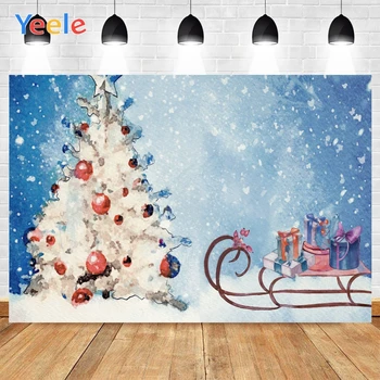 

Yeele Merry Christmas Water Color Tree Sled Gifts Background Photophone Photography Photo Studio for Decoration Customized Size