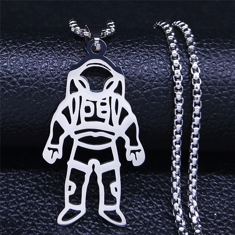 Stainless Steel Silver Color Astronaut Pendant Necklaces Lovers