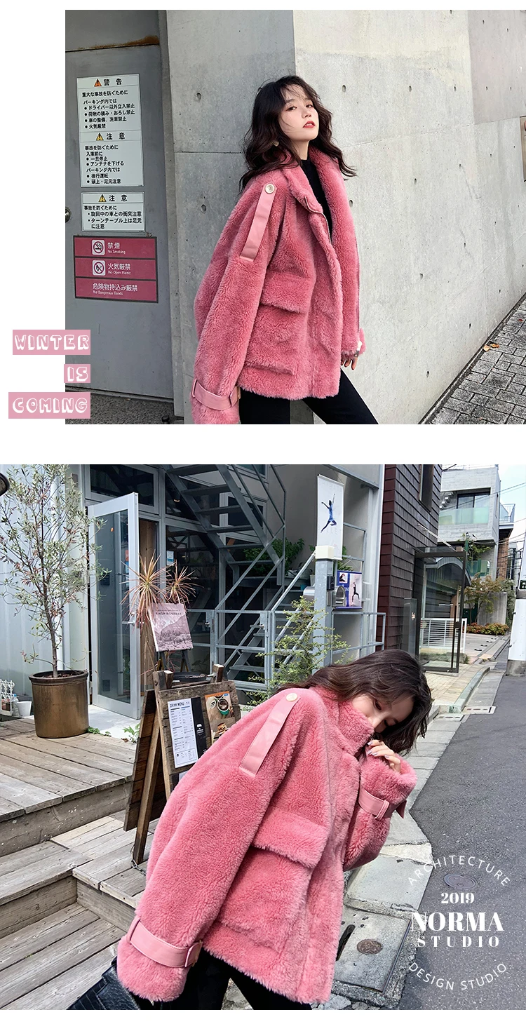 Новые европейские Подиумные модели Dongdaemun овечья шерсть зимнее пальто женский короткий параграф толстый мех ягненка