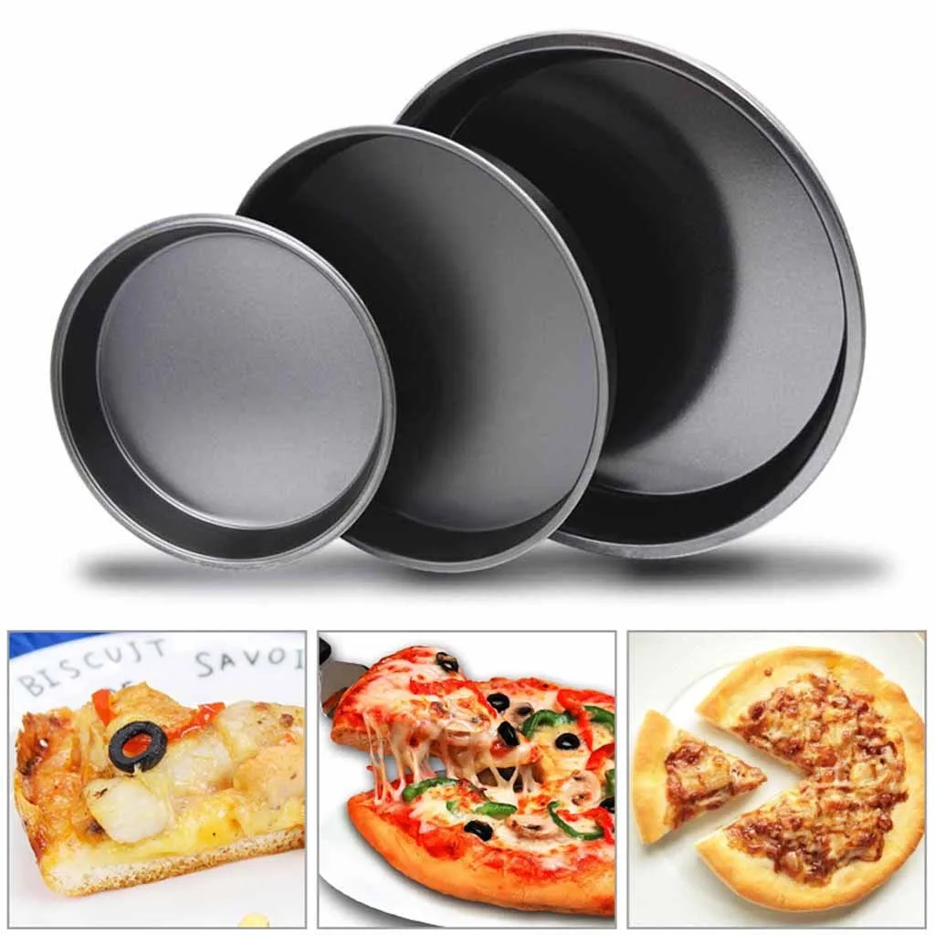 

Non-Stick Round Bakeware Pizza Pan Black Gold Baking Tray Mat Kitchen Pancake Pie Plate Dishes Holder mutfak aksesuarlari