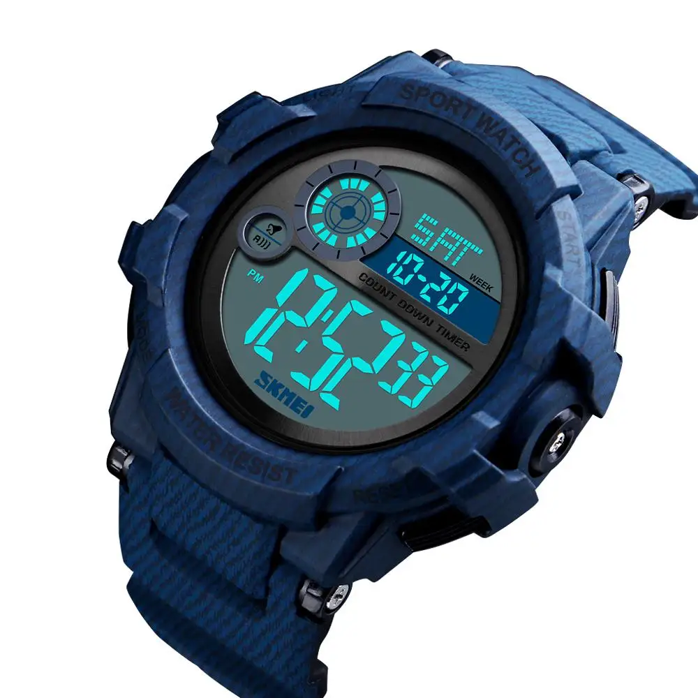 

SKMEI Men Sport Watch Digital 2 TIME Watches Waterproof Alarm Clock LED Sport Digital Watch relogios masculino   1387