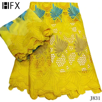

HFX African swiss voile lace high quality cotton embroidery lace fabric swiss lace fabric nigerian lace fabrics for dress Y831