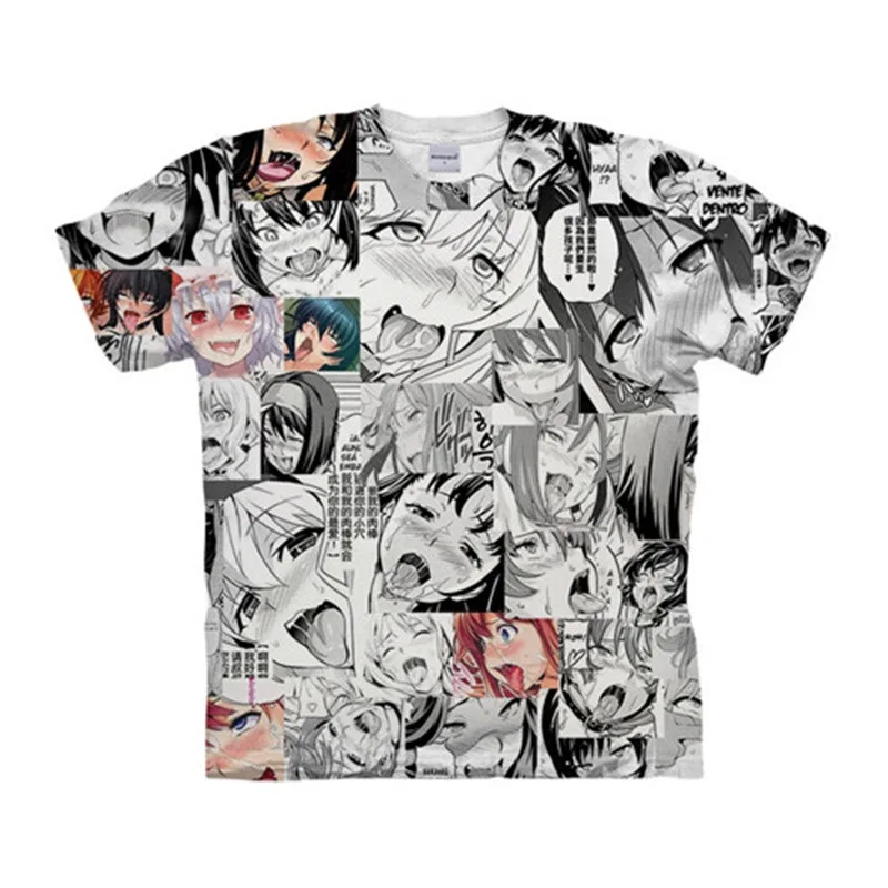 New Casual Anime 3D T-Shirt Men Open Mouth Ahegao Summer T Shirt Male Short Sleeve Tee Tops Man Streetwear Drop Ship