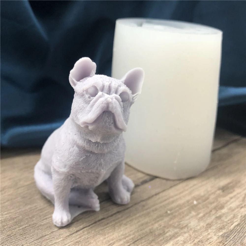 3D French Bulldog Soap Mold Puppy Silicone Mold for Cake Decorating Candle Making Resin Epoxy Jewelry DIY Necklace Pendant Casting Plaster Clay Mold Ice Cube Tray