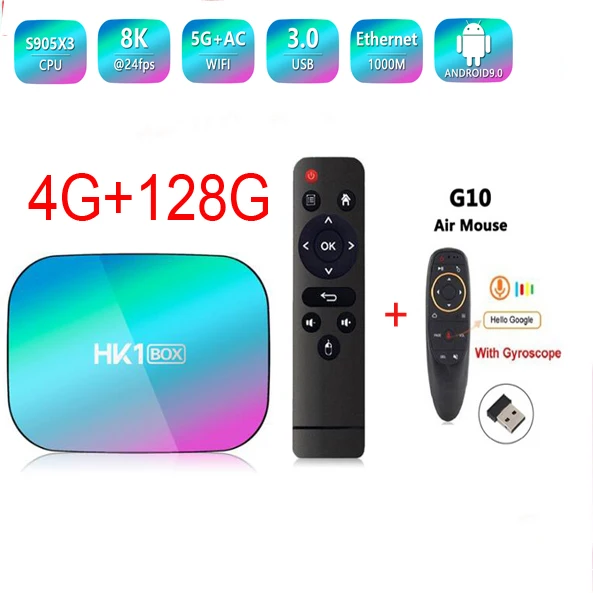 HK1 Box S905X3 Amlogic smart TV BOX 9.0 ddr3 4GB 32G/64G/128G gigabit lan port 1000m 2.4G 5G wifi BT 8k optional g10 | Электроника