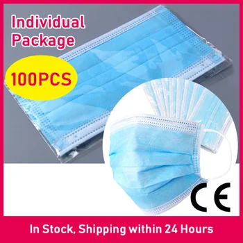 

100pcs Disposable Profession Protective Mask 3 player Nonwoven Facial Cover Guard Outdoor Sport Safety Mask for Men Women
