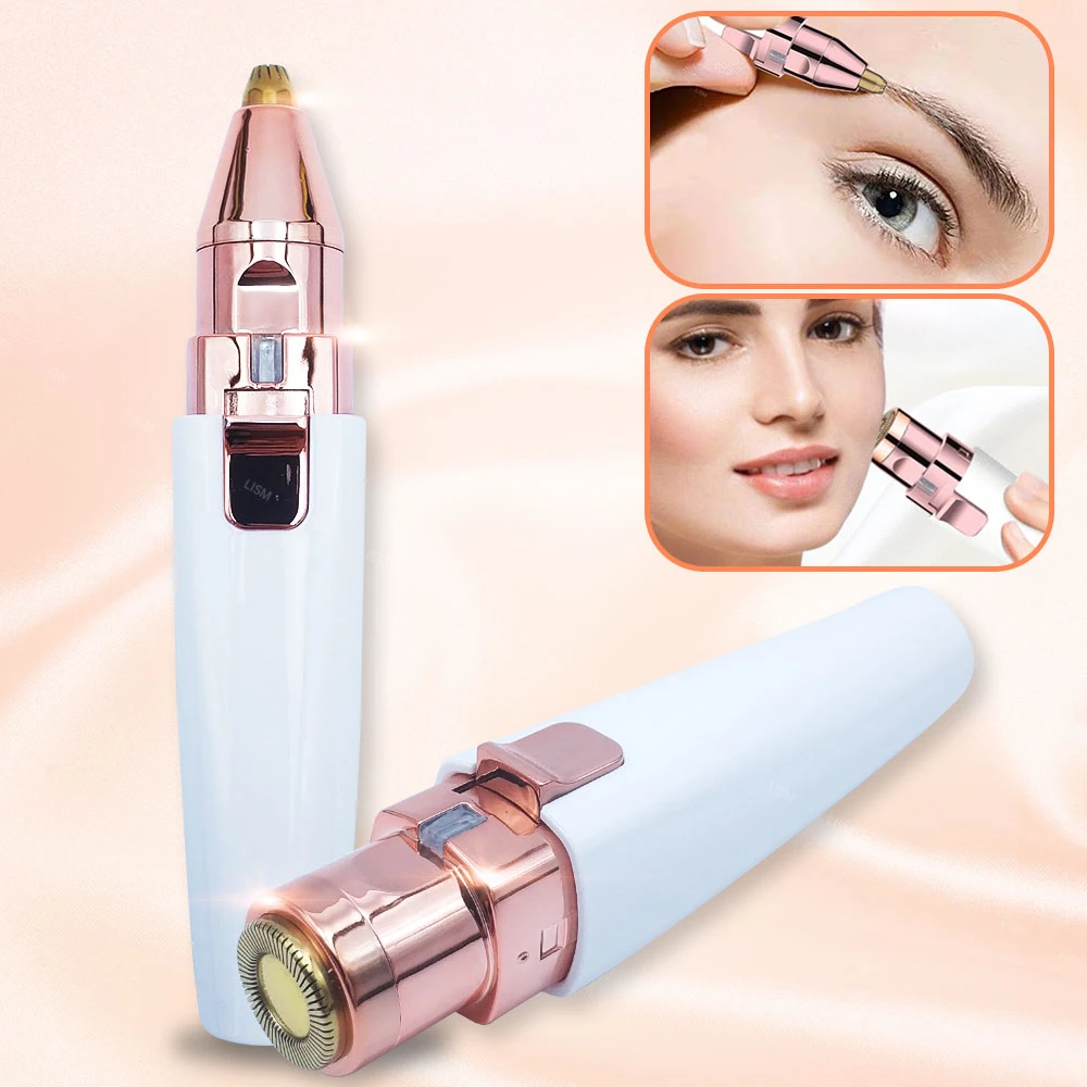2 In 1 Electric Eyebrow Trimmer Painless Eye Brow Epilator For Women