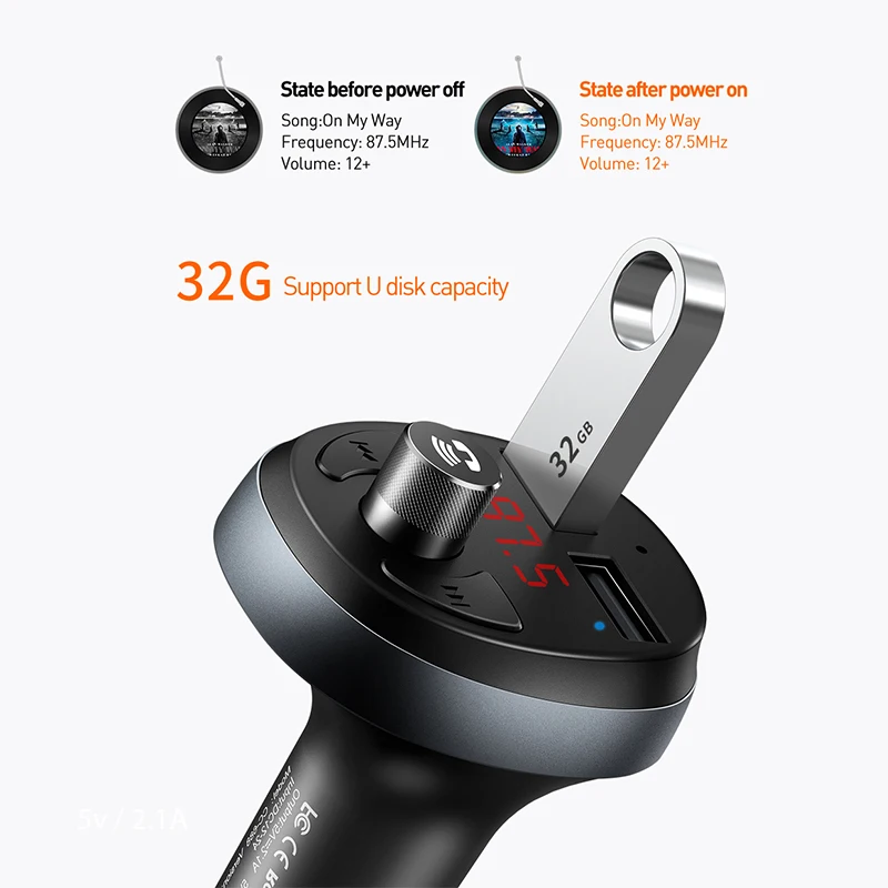 MCDODO fm-передатчик светодиодный двойной зарядное устройство USB Авто Bluetooth 4,2 громкой связи беспроводной автомобильный аудио-MP3-плеер для iPhone Xiaomi