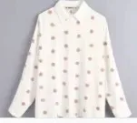 BB LS4234W Женские милые меховые Бальные аппликации Повседневная Деловая женская блузка в горошек Вышивка офисные Блузы шикарные Осенние Топы LS4234 - Цвет: BB LS4234W