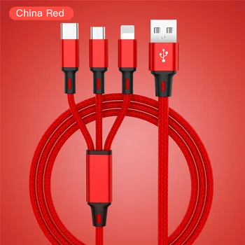 

USB Cable For iPhone XS X 8 7 6 Charging Charger 3 in 1 Micro USB Cable For Android USB TypeC Mobile Phone Cables For Samsung S9