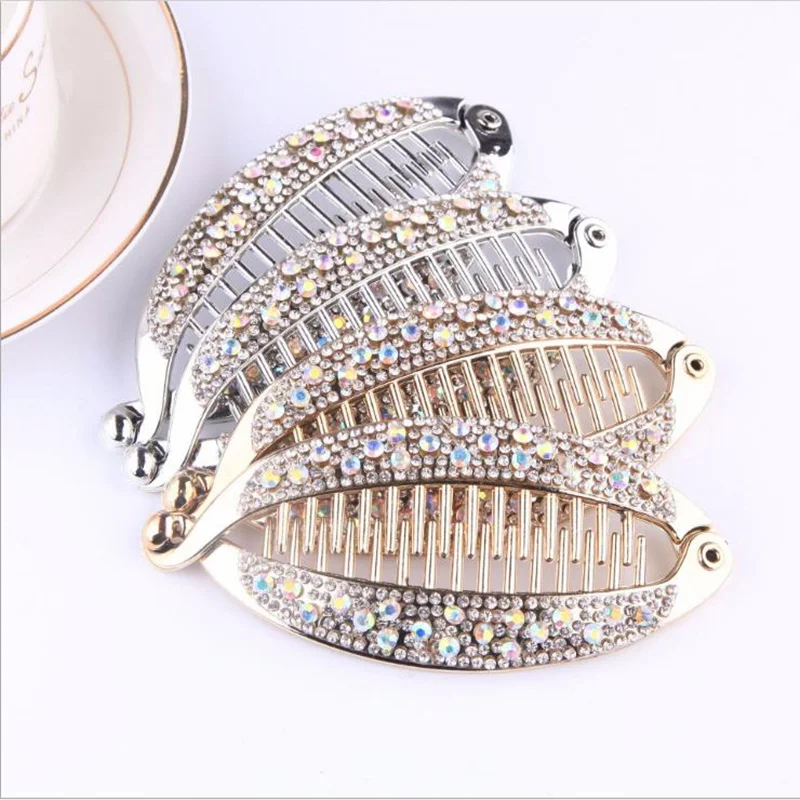 Fish Shape Rhinestone Hair Claw Clips Jewelry Banana Barrettes Hairpins Accessories For Women Clamp Dropshipping | Красота и здоровье