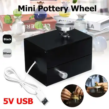 

5V USB Aluminum Alloy Fingertip Mini Pottery Wheel Ceramic Machine 4.5cm Turntable Knob Stepless Speed Change