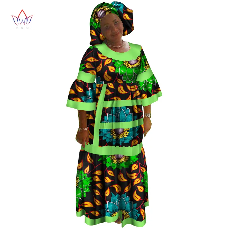 Новое Африканское женское платье Базен Дашики Африканский принт платья для женщин хлопок женская одежда с круглым вырезом 6xl 5xl натуральный WY3098 - Цвет: 17