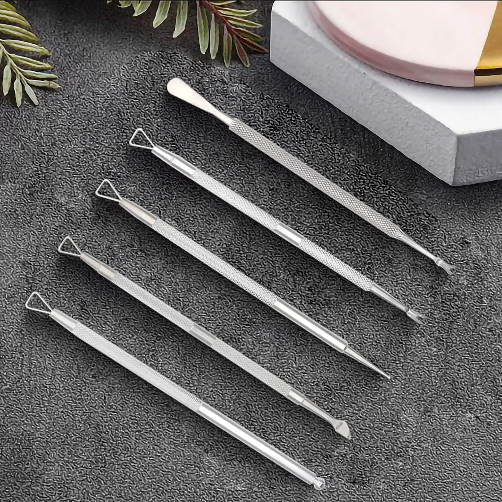 Dual-head Nail Cuticle Pusher Spoon Stainless Steel UV Gel Polish Removal Trimmer Dead Skin Grinding Rod Manicure Tool Dropship