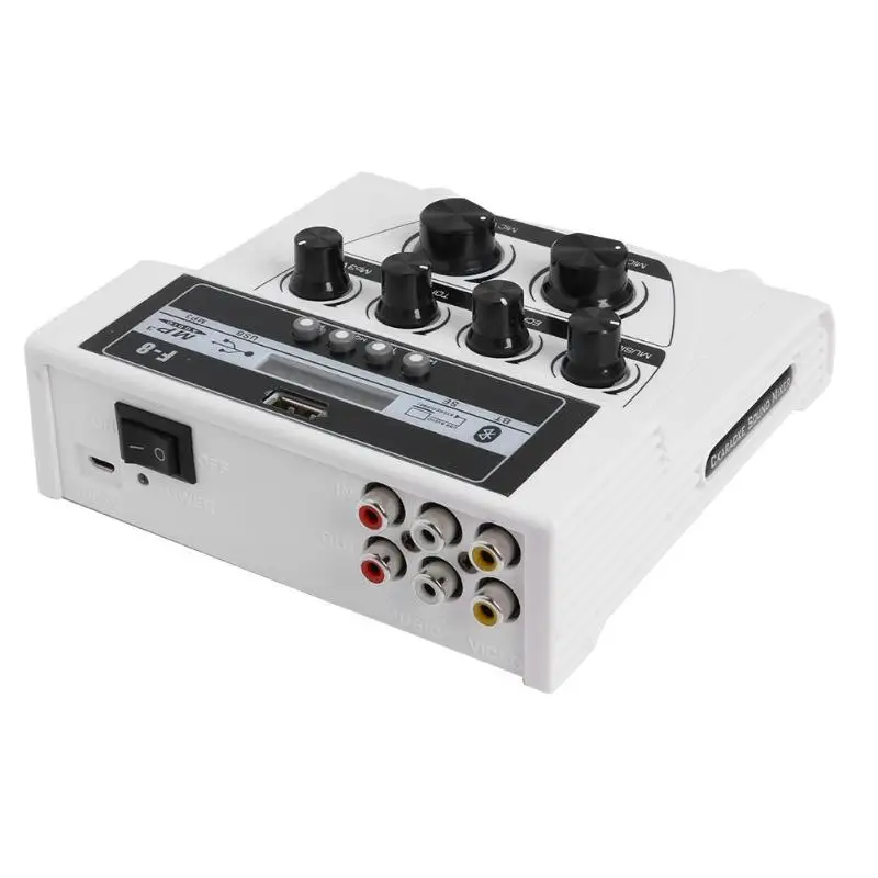 F8 мини портативный аудио Миксер с USB DJ звуковая микшерная консоль для караоке Mutil-функция регулировки микрофона домашнего аудио микс