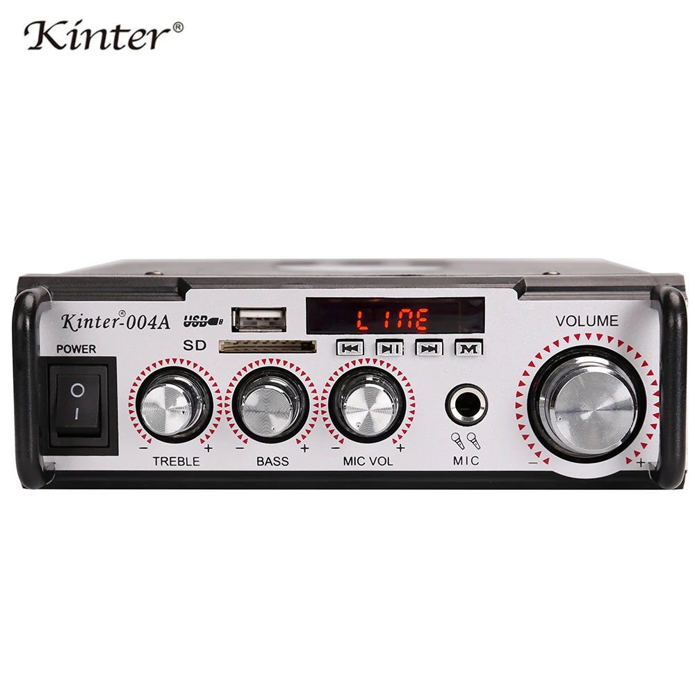 Kinter 004A усилитель караоке аудио 2 0 канал с USB SD AUX вход FM радио Воспроизведение