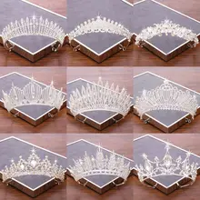 Свадебные аксессуары для волос Свадебные короны для свадьбы тиары И Короны головной убор Серебряная кристалльная тиара из горного хрусталя невесты украшения для волос