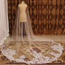 Роскошная кружевная свадебная вуаль длиной 3 метра, фата невесты с гребнем, однослойная вуаль цвета слоновой кости, свадебные аксессуары для невесты