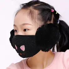 Милый мультфильм Кот Вышитые ушные петли рот маска хлопок плюш ветрозащитный наушник