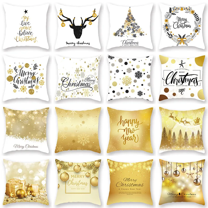 

Merry Christmas Decorative Pillowcases Polyester Christmas Tree Elk Deer Pillowcase Throw Room Pillow Case Cover Square 45*45cm