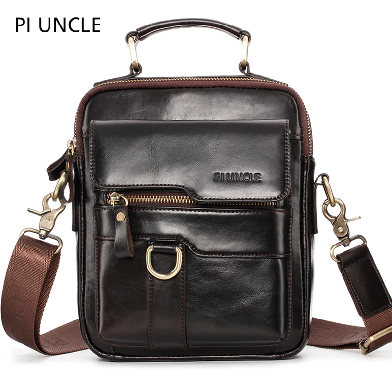 

Men's Leather One Shoulder Messenger Bag leisure retro multi-functional men's bag Genuine Leather