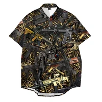 Gun Bullet Military War Men's Casual Short Sleeve Summer Hawaiian Aloha Shirt Men Button Down 3D Print Shirts 2021 New 1